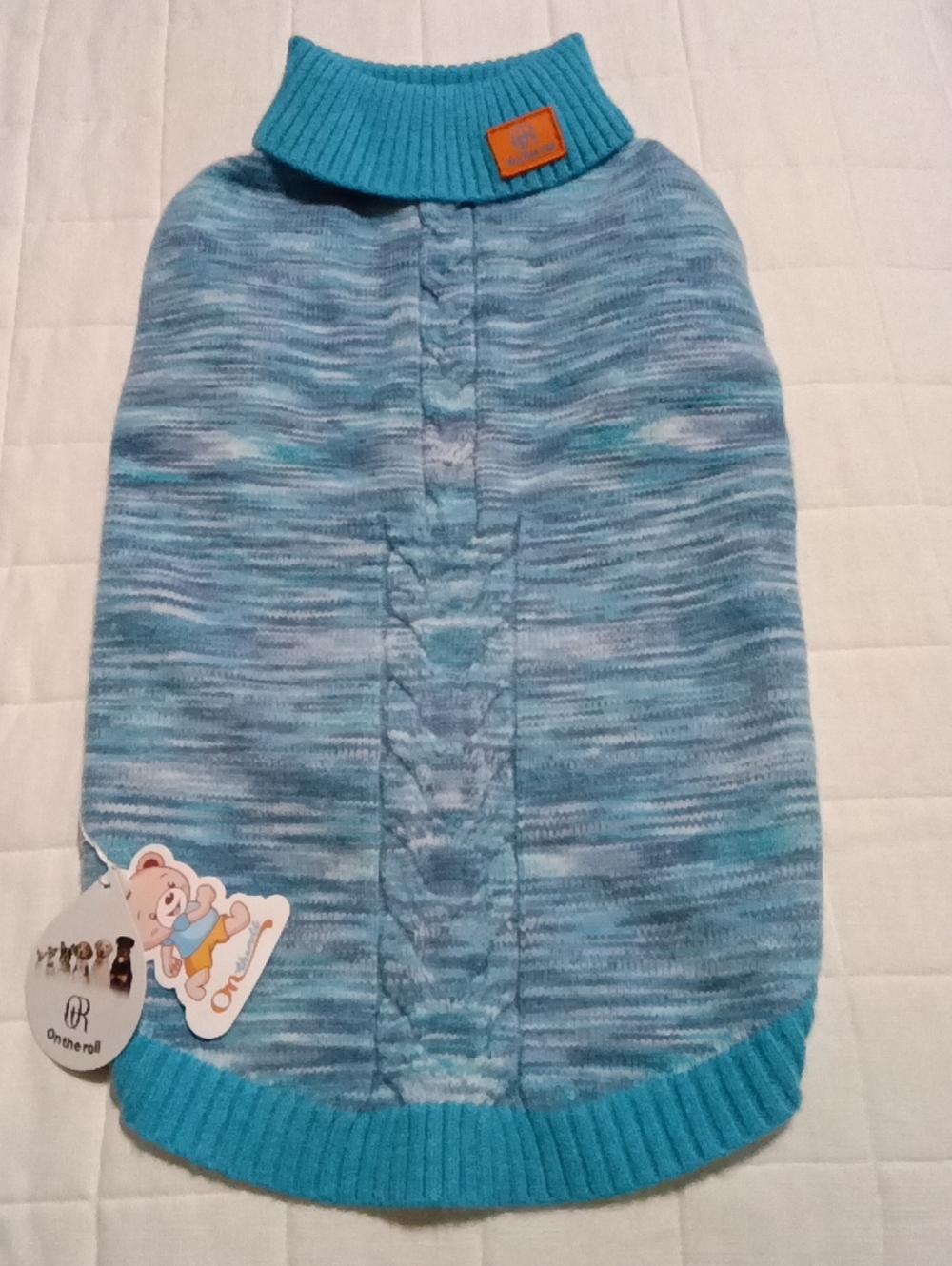 On the roll Blue Marled Cable-Knit Dog 🐶 Sweater Size 2XL